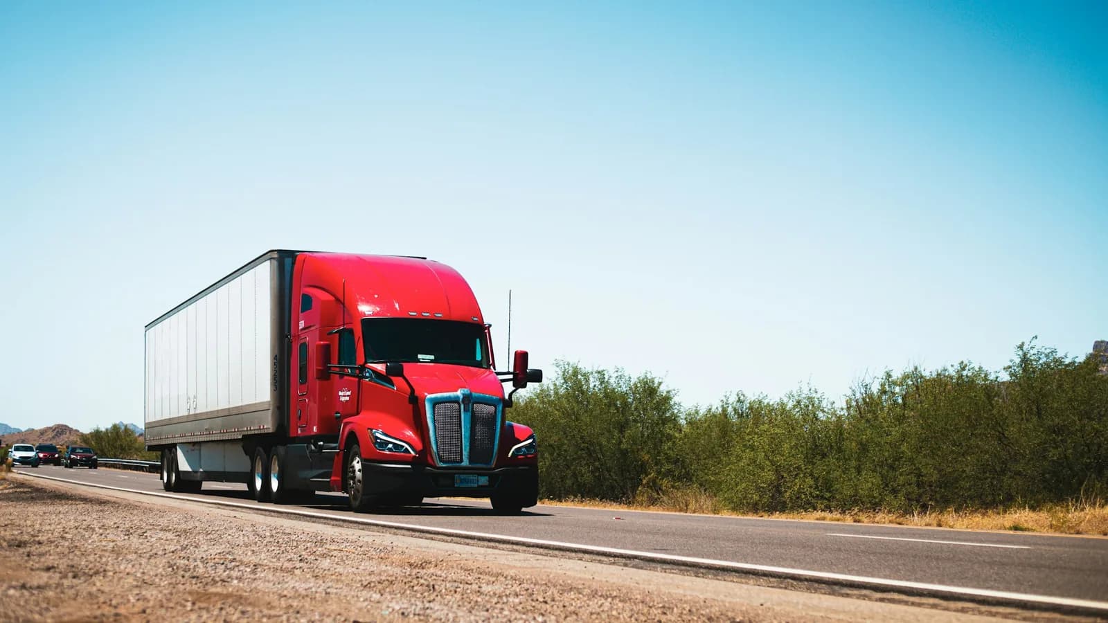 Commercial truck traveling on a highway